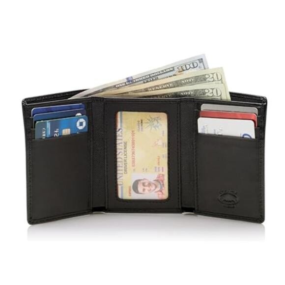 Trifold Leather Wallet for Men with RFID Blocking